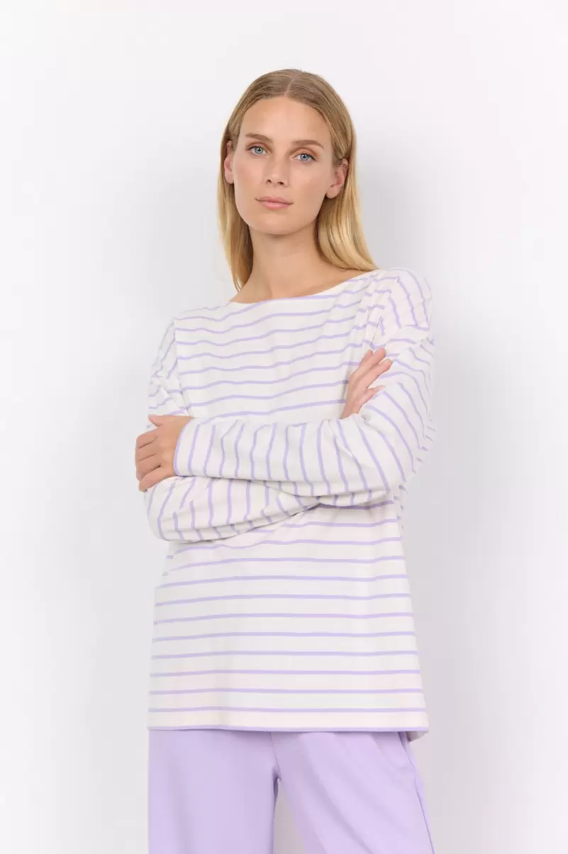Damen T-Shirts & Tops Verarbeitung Soyaconcept Sc-Derby Stripe 26 T-Shirt Helles Lila