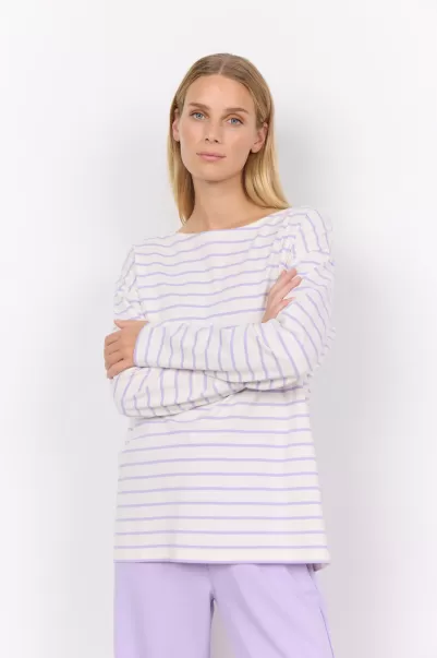 Damen T-Shirts & Tops Verarbeitung Soyaconcept Sc-Derby Stripe 26 T-Shirt Helles Lila