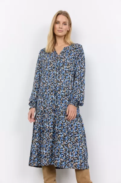 Sc-Felicity Aop 444 Kleid Blau Kleider Verkaufen Soyaconcept Damen