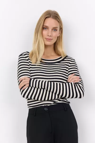 Sc-Dollie Stripe 750 Pullover Schwarz Damen Soyaconcept Mode Strick Waren