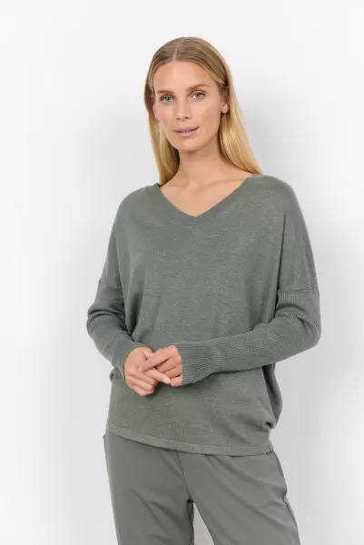 Sc-Dollie 722 Pullover Staubiges Grün Strick Waren Popularität Soyaconcept Damen