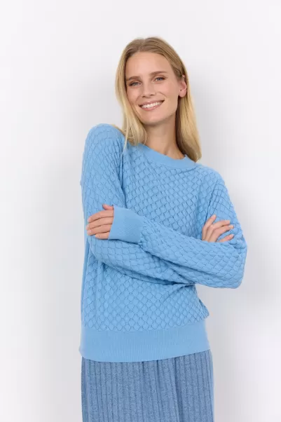 Sc-Amela 1 Pullover Blau Strick Waren Angebot Damen Soyaconcept